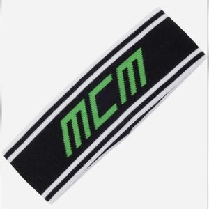 New MCM Headband Logo Merino‎ Wool Green Black Stretchy